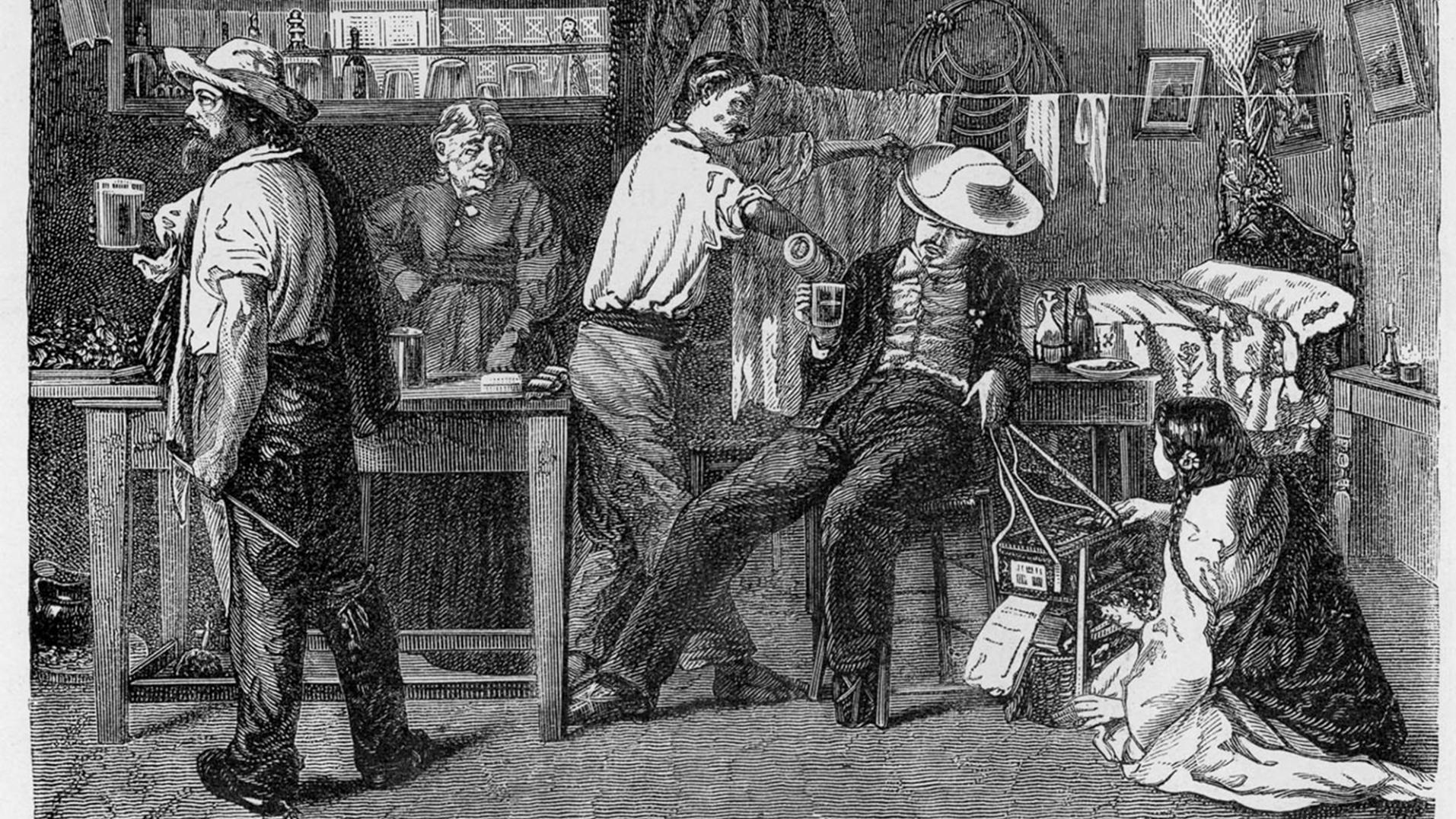 Scene in a Chilena Wayside posada. Página del periódico The Illustrated London News, Londres, 7 de marzo de 1891