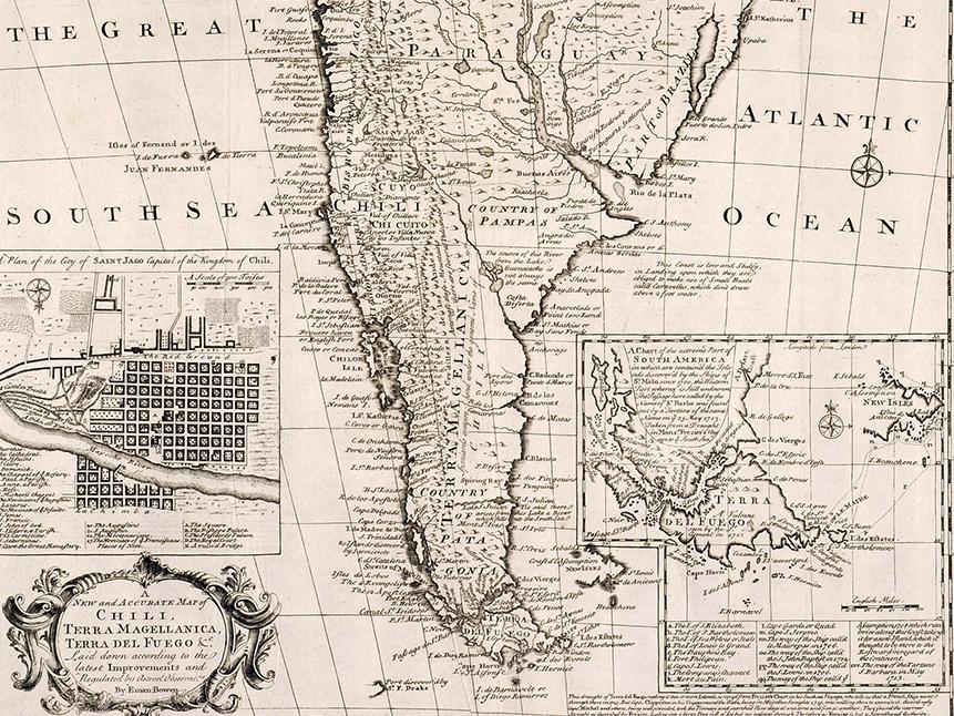 A new and accurated map of Chili, Terra Magellanica, Terra del Fuego