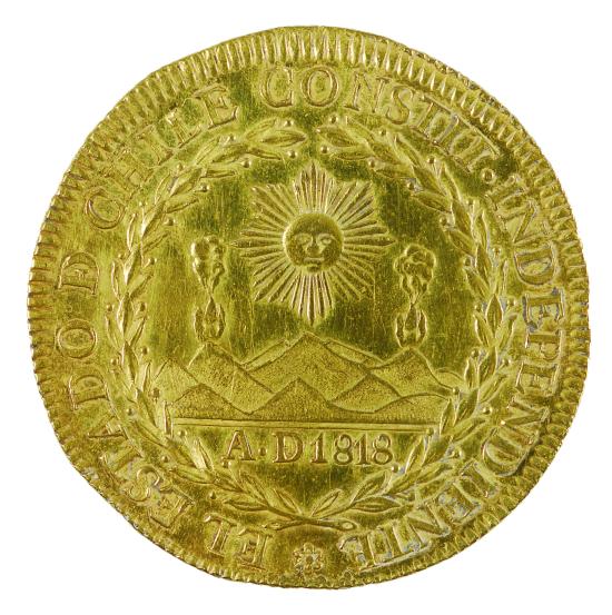 Moneda acuñada en oro a principios del XIX, de la colección Numismática del Museo Histórico Nacional