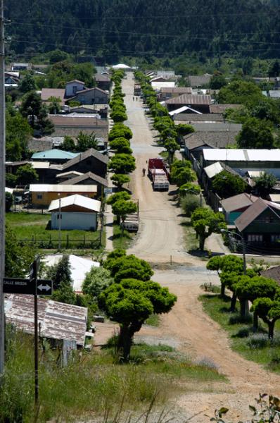Calle Gamboa desde el fuerte Purén en la ciudad del mismo nombre.
